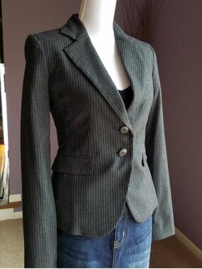 Pinstripe Tailored Toi et Moi Suit Fitted Tailored Jacket NEW